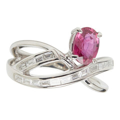 Pt900 プラチナ ルビー1.01ct ダイヤ0.37ct リング 指輪 レディース 12号 【中古】