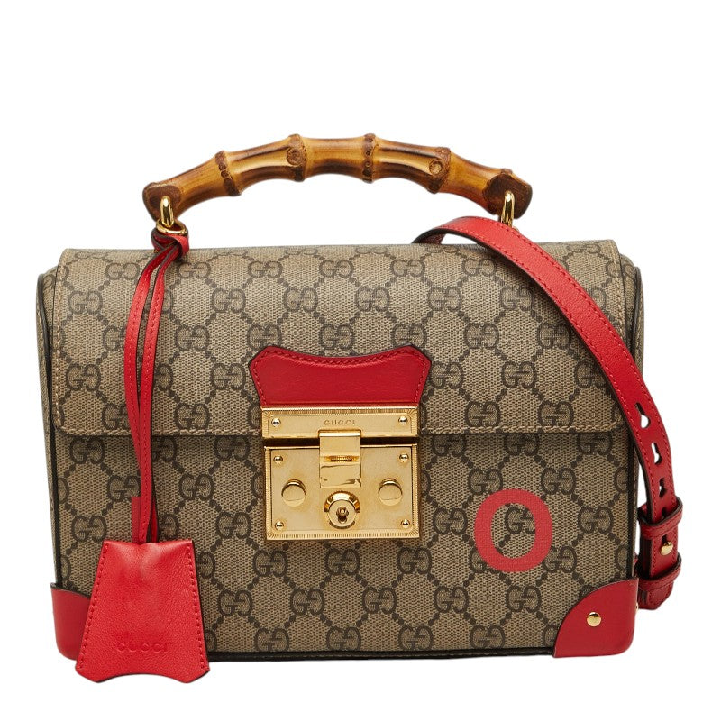 グッチ GGスモール バンブー ハンドバッグ チェーン ショルダーバッグ 2WAY 603221 ベージュ レッド PVC レザー レディース GUCCI 【中古】