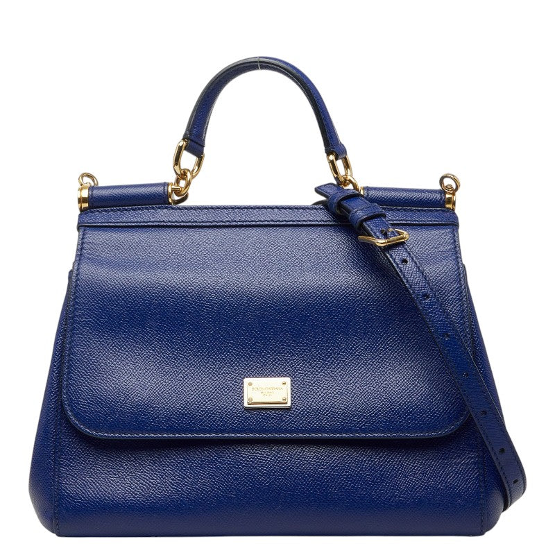 ドルチェアンドガッバーナ シシリー ハンドバッグ ショルダーバッグ 2WAY ブルー レザー レディース DOLCE&GABBANA 【中古】