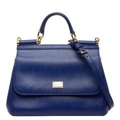 ドルチェアンドガッバーナ シシリー ハンドバッグ ショルダーバッグ 2WAY ブルー レザー レディース DOLCE&GABBANA 【中古】