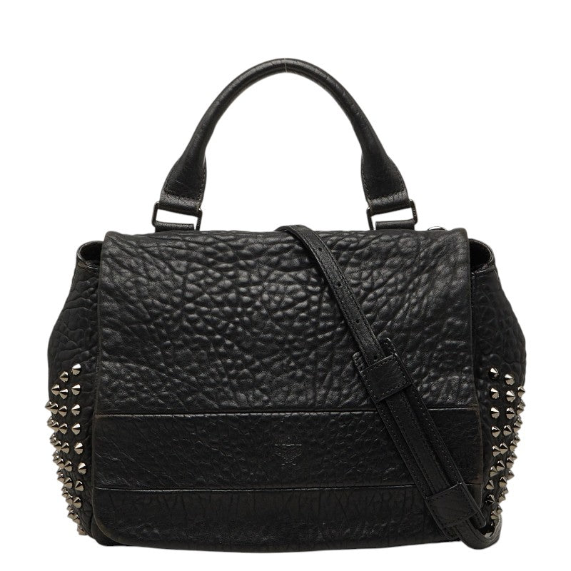 エム シー エム スタッズ ハンドバッグ ショルダーバッグ 2WAY ブラック レザー レディース MCM 【中古】