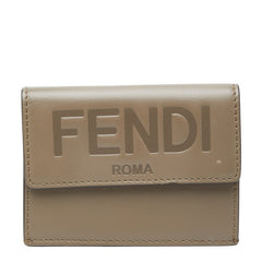 フェンディ 三つ折り財布 コンパクトウォレット 8M0395 グレージュ レザー レディース FENDI 【中古】