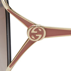 グッチ アジアンフィット UVカット サングラス GG0650SK ブラウン ピンク プラスチック メッキ レディース GUCCI 【中古】