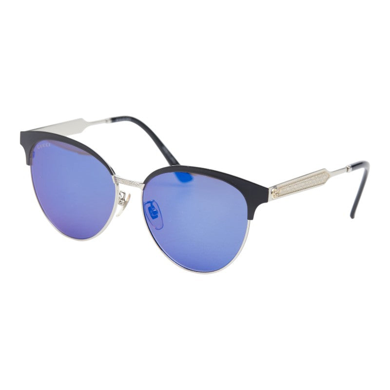 グッチ アイウェア サングラス GG0074SK ブラック シルバー プラスチック メタル レディース GUCCI 【中古】