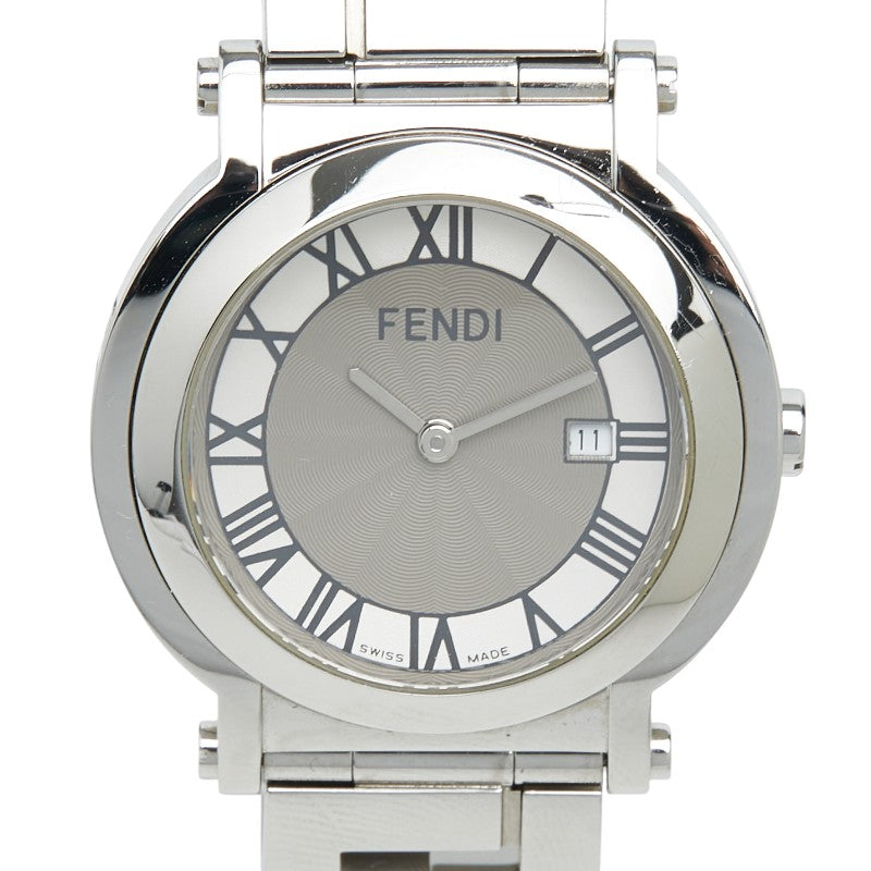 フェンディ オロロジ 2針 クアドロ 腕時計 6100L クオーツ グレー文字盤 ステンレススチール レディース FENDI 【中古】