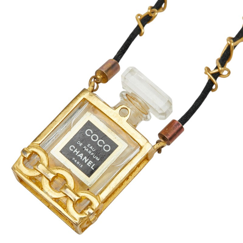 シャネル COCO EAU DE PARFUM ココ オードゥ パルファム 香水 チェーン ネックレス ゴールド クリア ブラック メッキ ガラス ファブリック レディース CHANEL 【中古】