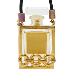 シャネル COCO EAU DE PARFUM ココ オードゥ パルファム 香水 チェーン ネックレス ゴールド クリア ブラック メッキ ガラス ファブリック レディース CHANEL 【中古】