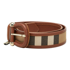 バーバリー ノバチェック ベルト サイズ:32/80 ブラウン ベージュ レザー キャンバス レディース BURBERRY 【中古】