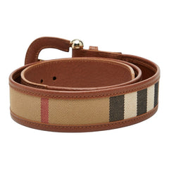 バーバリー ノバチェック ベルト サイズ:32/80 ブラウン ベージュ レザー キャンバス レディース BURBERRY 【中古】
