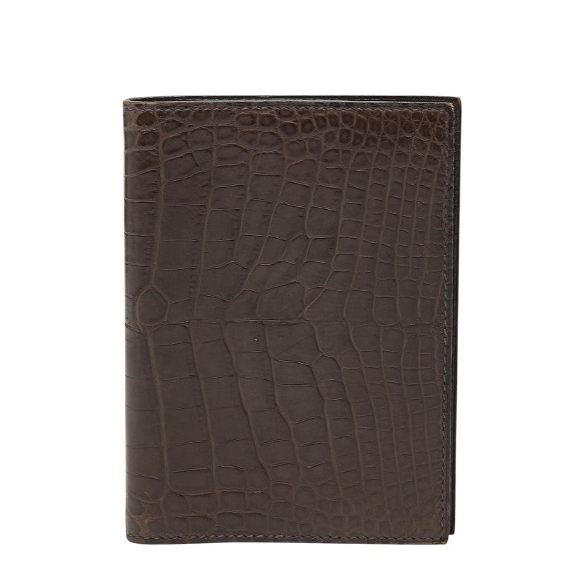 エルメス アジェンダPM 手帳カバー ブラウン アリゲーター レディース HERMES 【中古】