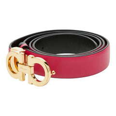 サルヴァトーレフェラガモ ガンチーニ ベルト リバーシブル ピンク ブラック レザー レディース Salvatore Ferragamo 【中古】