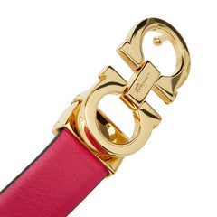 サルヴァトーレフェラガモ ガンチーニ ベルト リバーシブル ピンク ブラック レザー レディース Salvatore Ferragamo 【中古】
