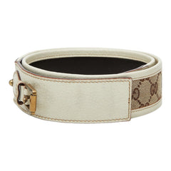 グッチ GGキャンバス ベルト サイズ:80/32 144195 ベージュ アイボリー キャンバス レザー レディース GUCCI 【中古】