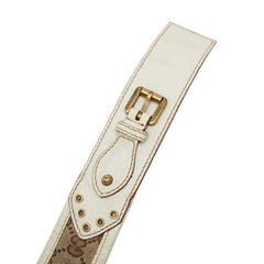 グッチ GGキャンバス ベルト サイズ:80/32 144195 ベージュ アイボリー キャンバス レザー レディース GUCCI 【中古】