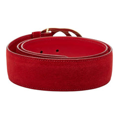 グッチ インターロッキングG ベルト サイズ:85/34 037 01/13 1510 レッド スウェード レザー メンズ GUCCI 【中古】