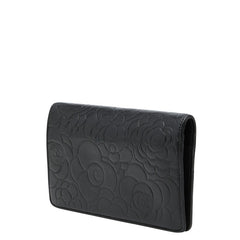 シャネル ココマーク カメリア 長財布 ブラック ラムスキン レディース CHANEL 【中古】