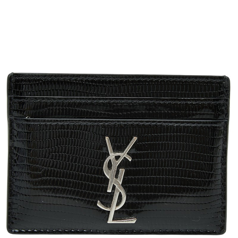 サンローラン 型押し カードケース パスケース 370778 ブラック パテントレザー レディース SAINT LAURENT 【中古】