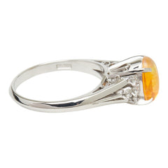 Pt900 プラチナ ファイアオパール0.96ct ダイヤ0.16ct リング 指輪 レディース 11号 【中古】
