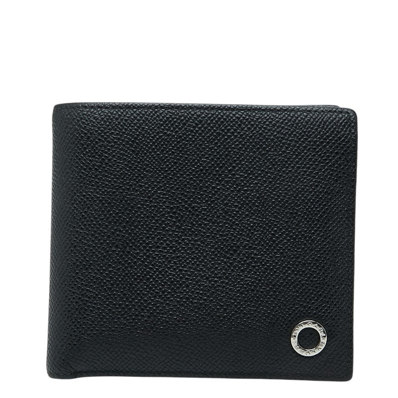 ブルガリ 二つ折り財布 30396 ブラック レザー メンズ BVLGARI 【中古】