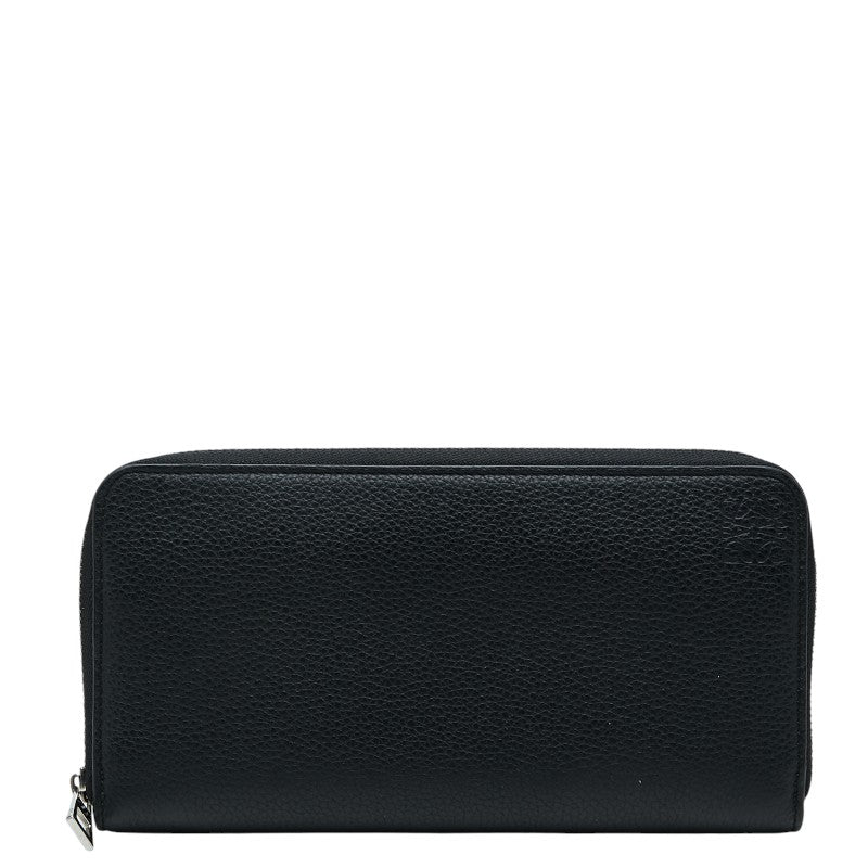 ロエベ アナグラム ラウンドジップ ウォレット 長財布 ブラック レザー レディース LOEWE 【中古】