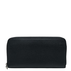 ロエベ アナグラム ラウンドジップ ウォレット 長財布 ブラック レザー レディース LOEWE 【中古】