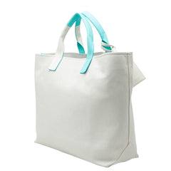 ティファニー ウィークエンド トートバッグ ショルダーバッグ 2WAY アイボリー ブルー キャンバス レザー レディース TIFFANY&Co. 【中古】