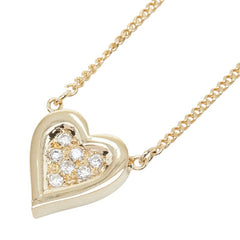 K14YG イエローゴールド ダイヤ0.15ct ハートモチーフ ペンダント ネックレス レディース 【中古】