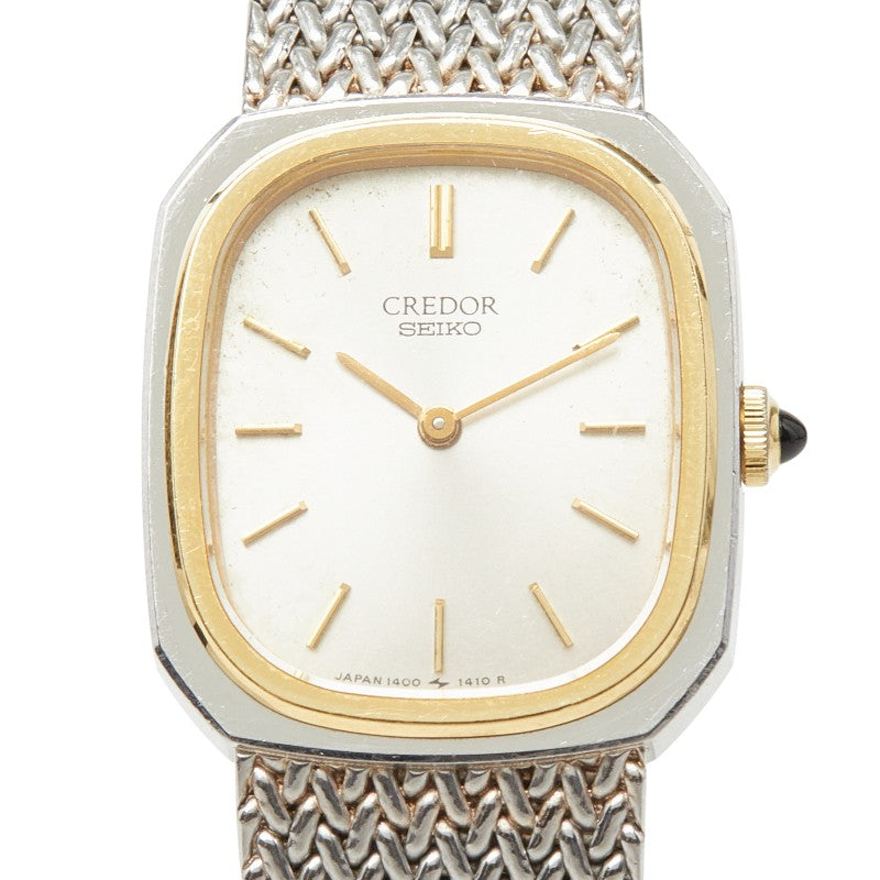 セイコー クレドール 腕時計 1400-5880 クオーツ ゴールド文字盤 ステンレススチール レディース SEIKO 【中古】