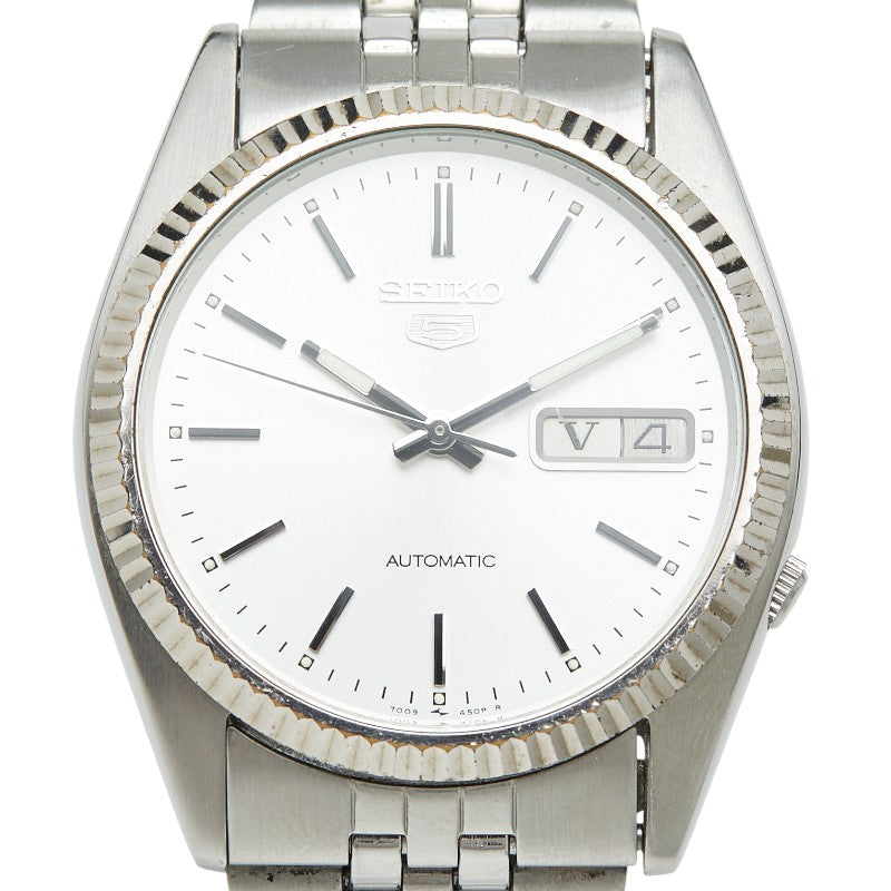 セイコー セイコー5 SEIKO5 腕時計 7009-3110 自動巻き シルバー文字盤 ステンレススチール メンズ SEIKO 【中古】