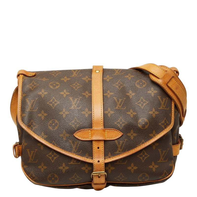 ルイ ヴィトン モノグラム ソミュール30 斜め掛け ショルダーバッグ M42256 ブラウン PVC レザー レディース LOUIS VUITTON 【中古】