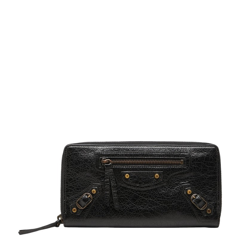 バレンシアガ クラシック コンチネンタル ラウンドファスナー 長財布 253036 ブラック レザー メンズ BALENCIAGA 【中古】