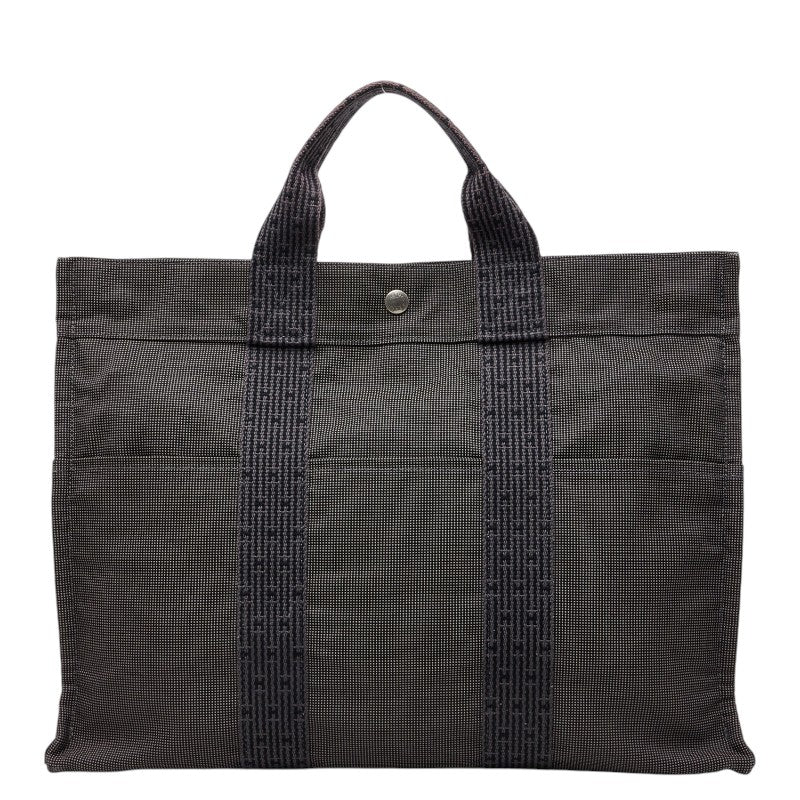 エルメス エールライン トートMM トートバッグ ハンドバッグ グレー キャンバス レディース HERMES 【中古】