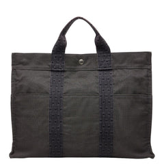 エルメス エールライン トートMM トートバッグ ハンドバッグ グレー キャンバス レディース HERMES 【中古】
