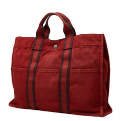 エルメス フールトゥトートMM トートバッグ ハンドバッグ レッド キャンバス レディース HERMES 【中古】