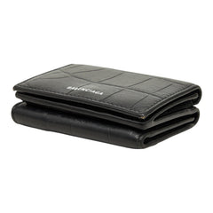 バレンシアガ ヴィル 型押し 三つ折り財布 コンパクト 558208 ブラック レザー メンズ BALENCIAGA 【中古】