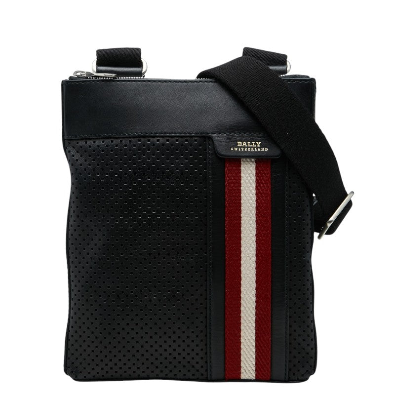 バリー 斜め掛け ショルダーバッグ ブラック レッド レザー キャンバス メンズ BALLY 【中古】