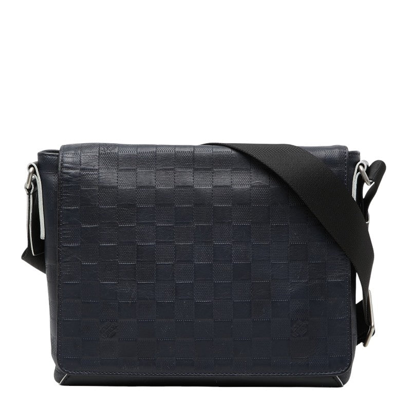 ルイ ヴィトン ダミエ アンフィニ ディストリクトPM ショルダーバッグ N41285 ネイビー レザー メンズ LOUIS VUITTON 【中古】