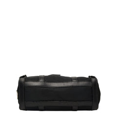プラダ 三角ロゴプレート フラップ ショルダーバッグ ブラック ナイロン レザー レディース PRADA 【中古】