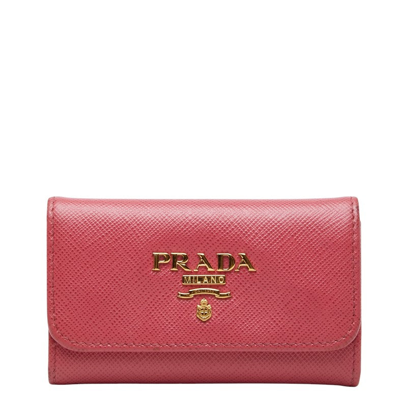 プラダ 6連 キーケース 1PG222 ピンク サフィアーノレザー レディース PRADA 【中古】