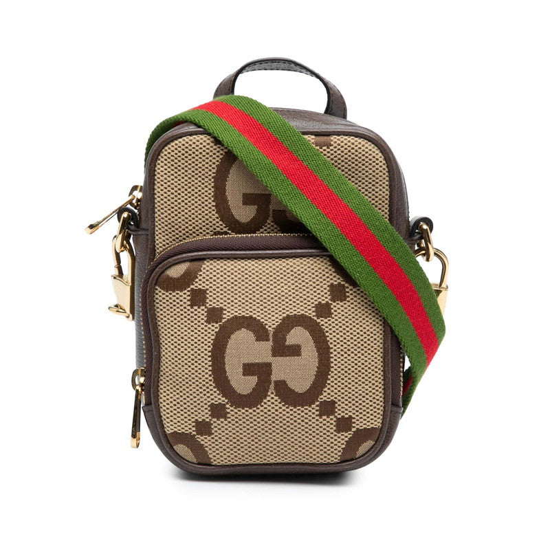 グッチ ジャンボGG ハンドバッグ ショルダーバッグ 2WAY 696072 ベージュ ブラウン キャンバス レザー レディース GUCCI 中古