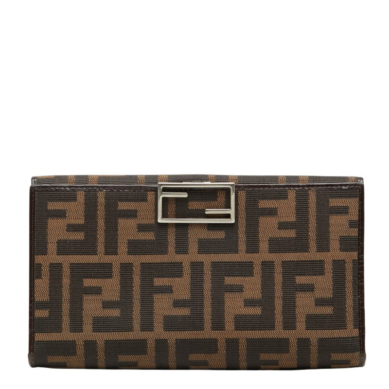 フェンディ ズッカ 長財布 ブラウン ブラック キャンバス レザー レディース FENDI 【中古】