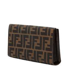 フェンディ ズッカ 長財布 ブラウン ブラック キャンバス レザー レディース FENDI 【中古】