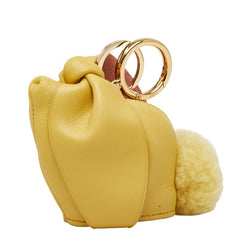 ロエベ アニマル バニー ウサギ バッグチャーム コインケース イエロー レザー ファー レディース LOEWE 【中古】