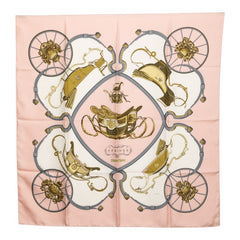 エルメス カレ90 SPRINGS スプリングス スカーフ ピンク ホワイト シルク レディース HERMES 【中古】