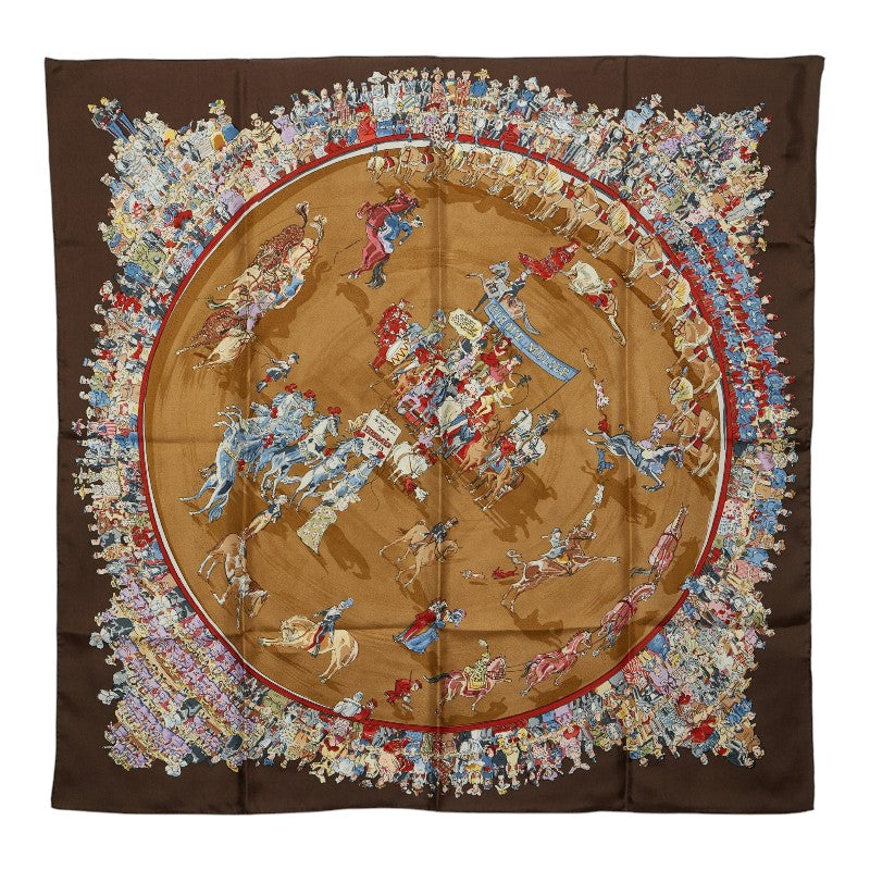 エルメス カレ90 CIRQUE MOLIER モリエサーカス スカーフ ブラウン マルチカラー レディース HERMES 【中古】