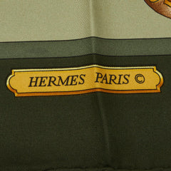 エルメス カレ90 HARNAIS DE COUR 宮廷の馬具 スカーフ カーキグリーン マルチカラー シルク レディース HERMES 【中古】