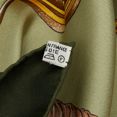 エルメス カレ90 HARNAIS DE COUR 宮廷の馬具 スカーフ カーキグリーン マルチカラー シルク レディース HERMES 【中古】