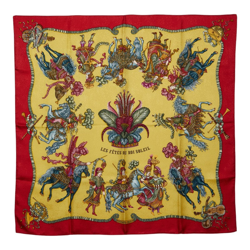 エルメス カレ90 LES FETES DU ROI SOLEIL 太陽王の祝典 スカーフ レッド マルチカラー レディース HERMES 【中古】