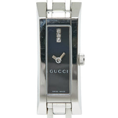 グッチ スクエア 3Pダイヤ Gロゴ G リンク 腕時計 YA110510 クオーツ ブラック文字盤 ステンレススチール レディース GUCCI 【中古】