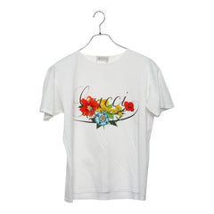 グッチ オールドグッチ ロゴ フラワー 半袖 Tシャツ 80s ヴィンテージ サイズM ホワイト コットン レディース GUCCI 【中古】